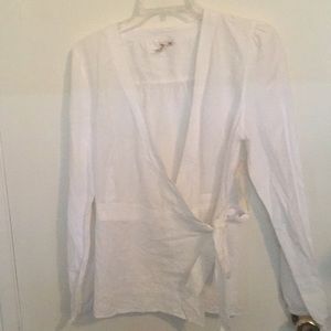 Beautiful White Cotton Wraparound Blouse